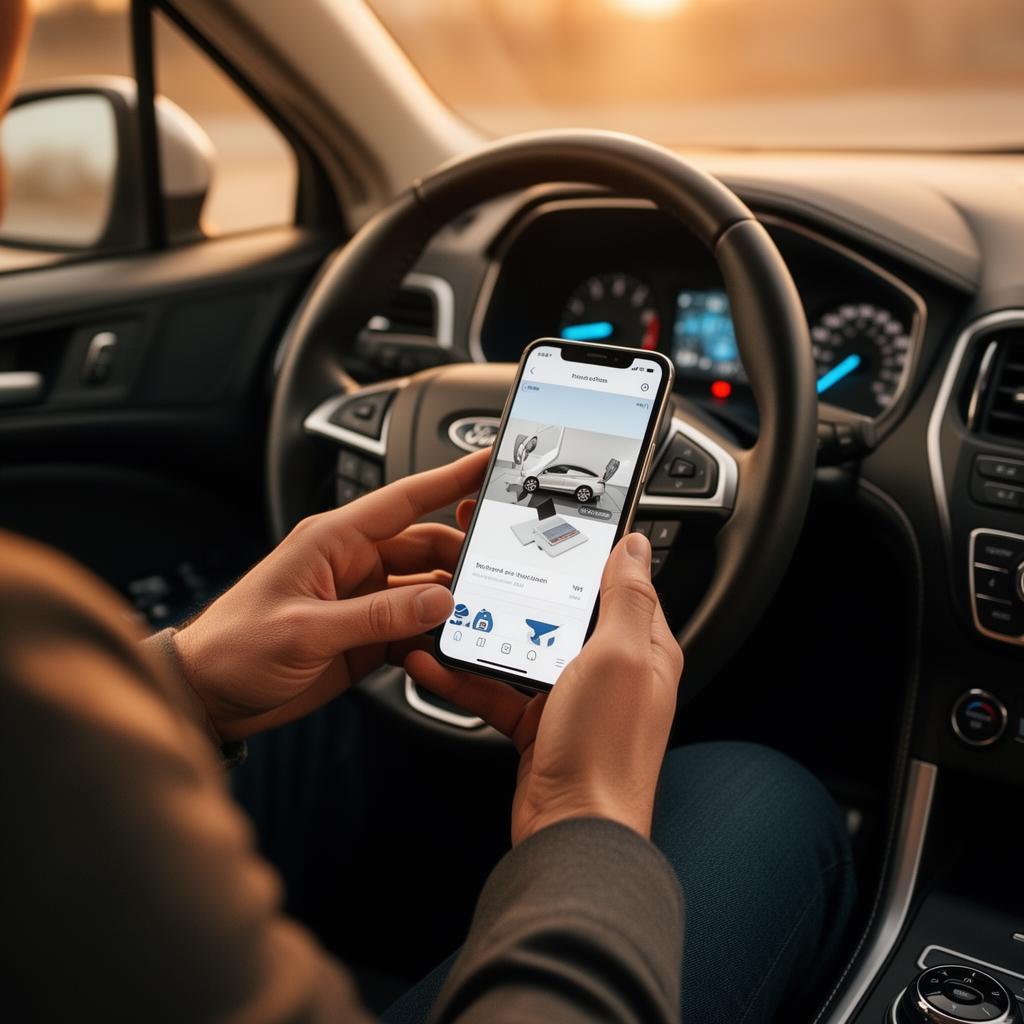Bilejer ser instruktionsvideo på sin telefon